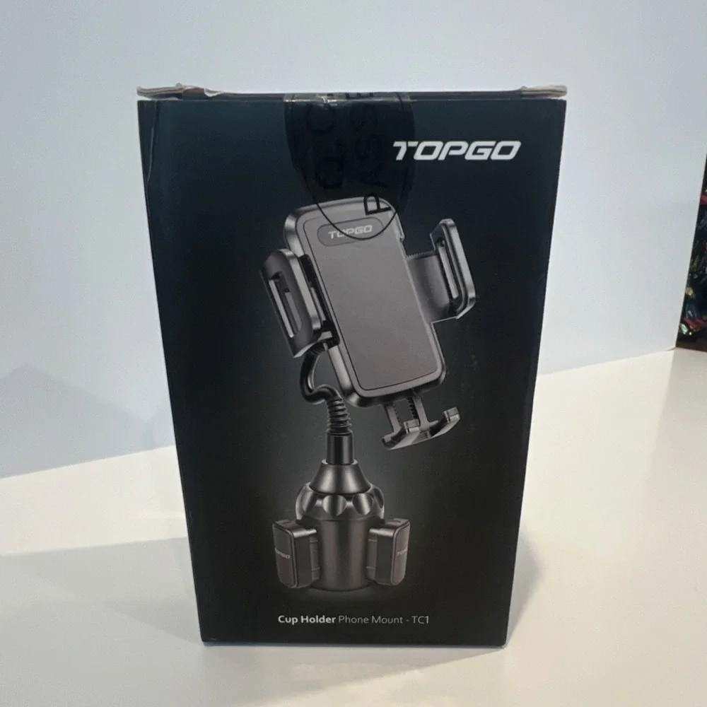 TOPGO Cup Holder Phone Holder Mount TC1 Black Adjustable Secure Car Accessory